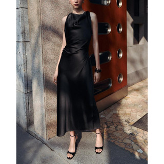 đầm Zara made in Morocco midi lụa Satin cổ yếm dáng dài quyến rũ