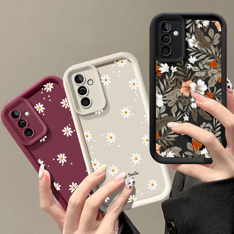 Ốp Điện Thoại Hoa Cúc Nụ Cười Dễ Thương Hoa Cúc Cho Samsung Galaxy A15 A55 A14 A16 5G S20 S23 S24 FE S25 Ultra Plus Ốp Mềm Mờ Họa Tiết Mát Mờ Bảo Vệ Camera Chống Sốc
