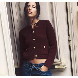 áo len Zara made in Morocco dệt kim dài tay khuy gold