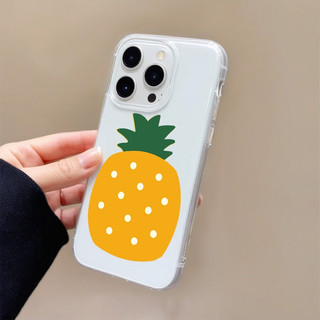 Glossy imd Big dứa minh họa Vỏ cho iPhone 16 15 14 13 12 11 Pro Max XR X XS Bìa cứng