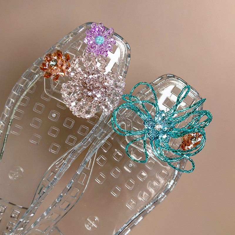 Phụ kiện giày lỗ Jelly, hoa pha lê trang trí đính hạt, thích hợp DIY, khóa giày nhiều màu