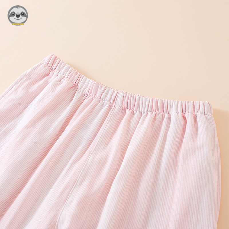 Phong cách Nhật Bản Phong cách Muji / Nam Nữ Phong cách cặp đôi Cotton nguyên chất Gạc đôi Gradient Bộ đồ ngủ sọc / Bộ đồ mặc nhà thông thường có thể mặc bên ngoài