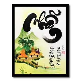 Tranh thư pháp chữ nhẫn, chữ tâm, chữ phúc, chữ tho, tranh chữ tranh trí tường, thư pháp chữ việt