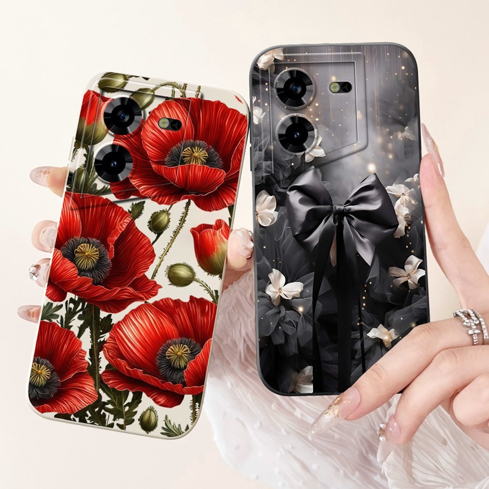 Ốp điện thoại Tecno Pova 5 LH7n 5Pro LH8n Tecno Pova 5 Pro Vỏ hoa thời trang sang trọng Kawaii Girl Vỏ điện thoại chống sốc hình mèo dễ thương