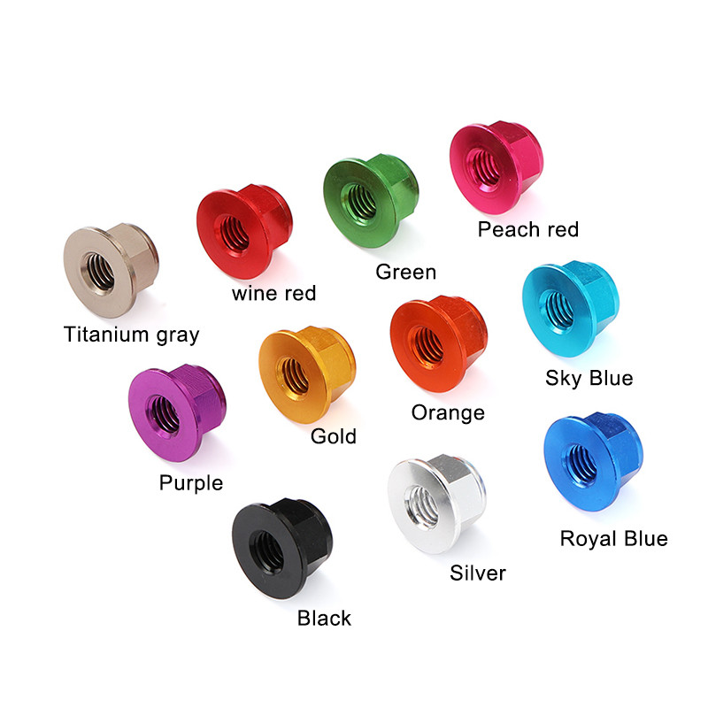 M2 M2.5 M3 M4 M5 M6 M8 Hợp Kim Nhôm Nhiều Màu Sắc Mặt bích Đai ốc Nylon Chèn Khóa Đai ốc Tự khóa Đai ốc Chống looseNut CW cho RC