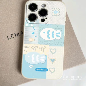 ibumpers Ốp Điện Thoại iPhone Playful Fish Pattern Cho IPhone 16 15 14 12 13 11 Pro Max IP 7 8 Plus X XS XR Ốp Lưng Silicon Mềm Chống Sốc