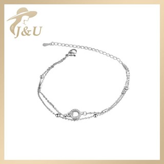 JU Hợp Thời Trang Hai Lớp Hạt Tròn Nhỏ Vòng Tay Nữ Vòng Tay Màu Bạc Đơn Giản Dây Xích Nữ Vòng Tay Trang Sức VN