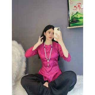 [Bà Ba bộ ] bà ba tết kèm quần đen , bà ba cổ tròn tay dài