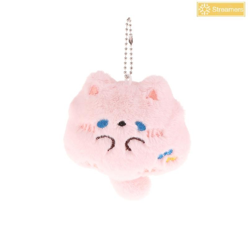 Streamers Squeaking Sang Trọng Mũm mĩm Mặt Dây Chuyền Hoạt Hình Mèo Con Mềm Nhồi Bông Búp Bê Móc Khóa Xe Chìa Khóa Ba Lô Túi Trang Trí Quà Tặng Mới