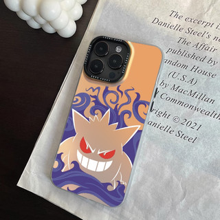 Vỏ điện thoại hoạt hình Laser IMD Purple Flame Gengar cho iPhone 16 15 14 13 12 11 Pro Max X XR XS 7 8