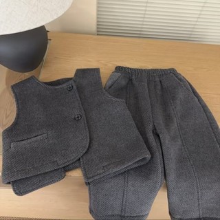 Lemony 24 Mùa Đông Trẻ Em Phiên Bản Hàn Quốc Màu Trơn Thời Trang Trung Quốc Phong Cách Phương Tây Len Ấm Áp Dày Phù Hợp Với Ba Mảnh Phù Hợp Với 1.3
