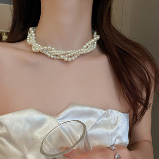 Vòng cổ ngọc trai nhiều lớp phong cách Hàn Quốc Vòng cổ cổ thời trang và khí chất, phụ kiện Vòng cổ xương đòn cao cấp dành cho nữ
