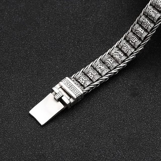S925 Sterling Bạc Lulutong Kinh Luân Vòng tay sáu ký tự thần chú chuyển hạt vòng tay nam thiết kế mới Retro