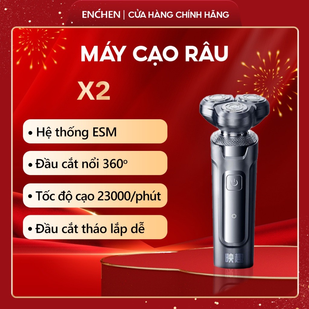 Máy cạo râu Enchen X2 chống nước IPX7, đầu dao 3D Lưỡi dao tự mài, Cạo ...
