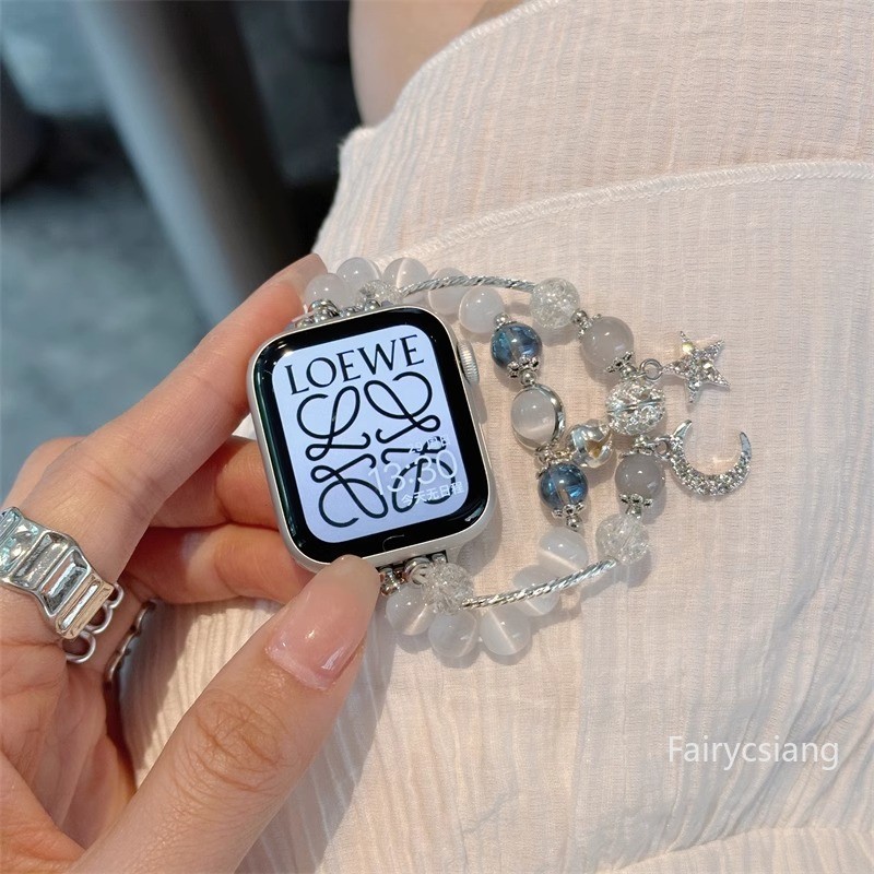 Dây đeo mắt mèo sang trọng S11 cho Apple Watch S10 9 8 7 6 SE 5 46mm 42mm 45 44 41 40 38mm cho vòng đeo tay hạt iWatch Ultra 2 49mm