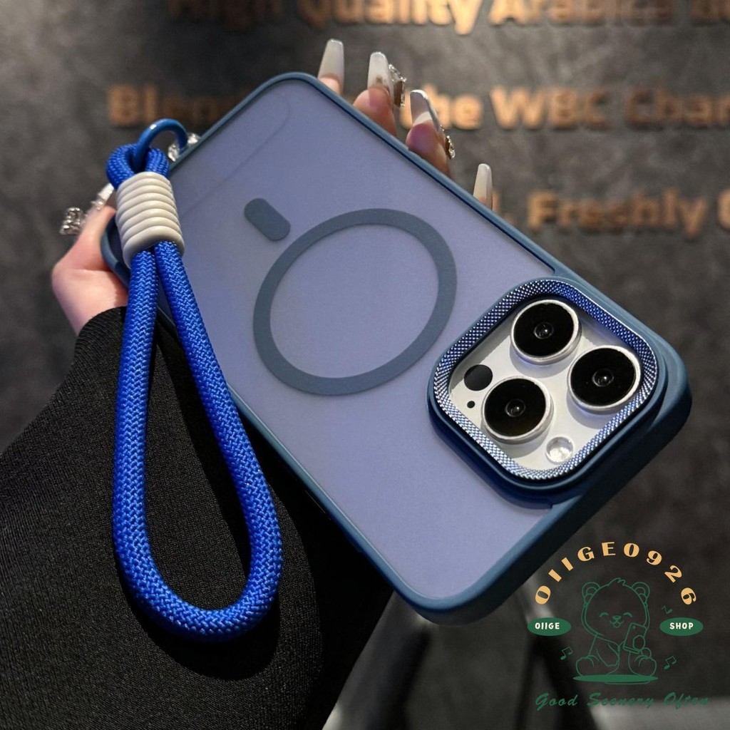 【 Ốp lưng iphone16 】 Dây buộc ống kính kim loại silicon từ tính Vỏ điện thoại mờ iphone16 Pro Max 15 14 13 12 11 cho vỏ iPhone vỏ mềm TPU + PC chống sốc