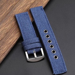 Dây đeo đồng hồ bằng vải đơn giản 20mm 22mm 24mm Dây đeo đồng hồ Nylon đa năng Thay thế Vòng đeo tay cho nam nữ Dây đeo đồng hồ Xanh đen Quà tặng thể thao