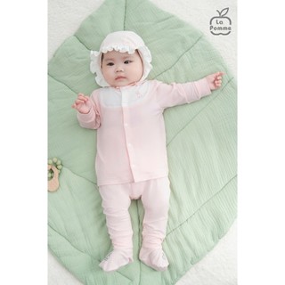La pomme SS2025 BST sơ sinh La Pomme phối cổ ngọt ngào - Hồng cho bé T6.0