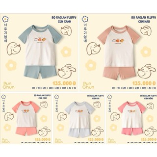 Punchun SS2025 Bộ raglan Fluffy cún cho bes