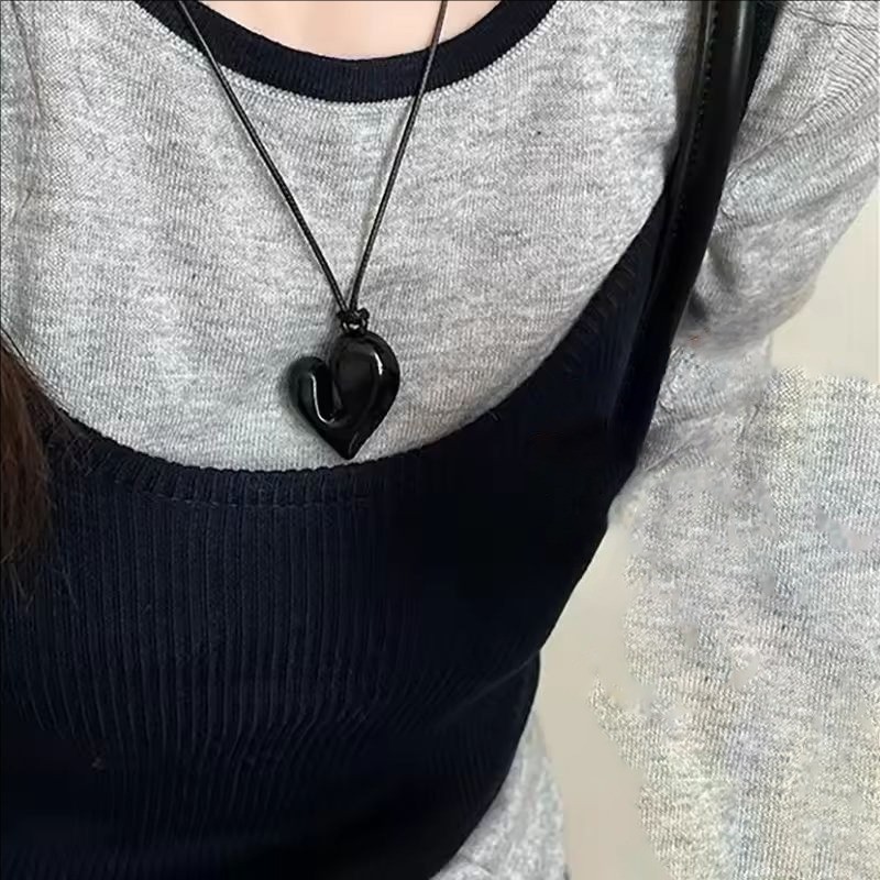 Vintage Nhiều Màu Sắc Tùy Chọn Có Thể Điều Chỉnh Mặt Dây Chuyền Vòng Cổ - Hợp Thời Trang Thiết Kế Hình Trái Tim Áo Len Dây Chuyền Trang Sức Phụ Kiện