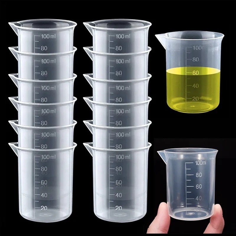 1-10 Cái 100ML Cốc Đo Nhựa Trong Suốt / Cốc Phòng Thí Nghiệm Tốt Nghiệp Cốc Bình Lỏng