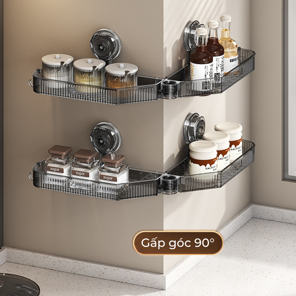 Kệ Đựng Đồ Trong Suốt Nhà Tắm Gắn Tường Không Khoan Góc Tường Dán Tường Chịu Lực Tốt