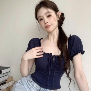 Áo tiểu thư trễ vai nơ cổ ôm dáng mặc được 2 kiểu