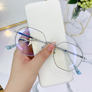 Kính cận thị độ 0-500, khung kim loại hình bát giác, thời trang cho nữ và học sinh, bảo vệ mắt khỏi ánh sáng xanh
