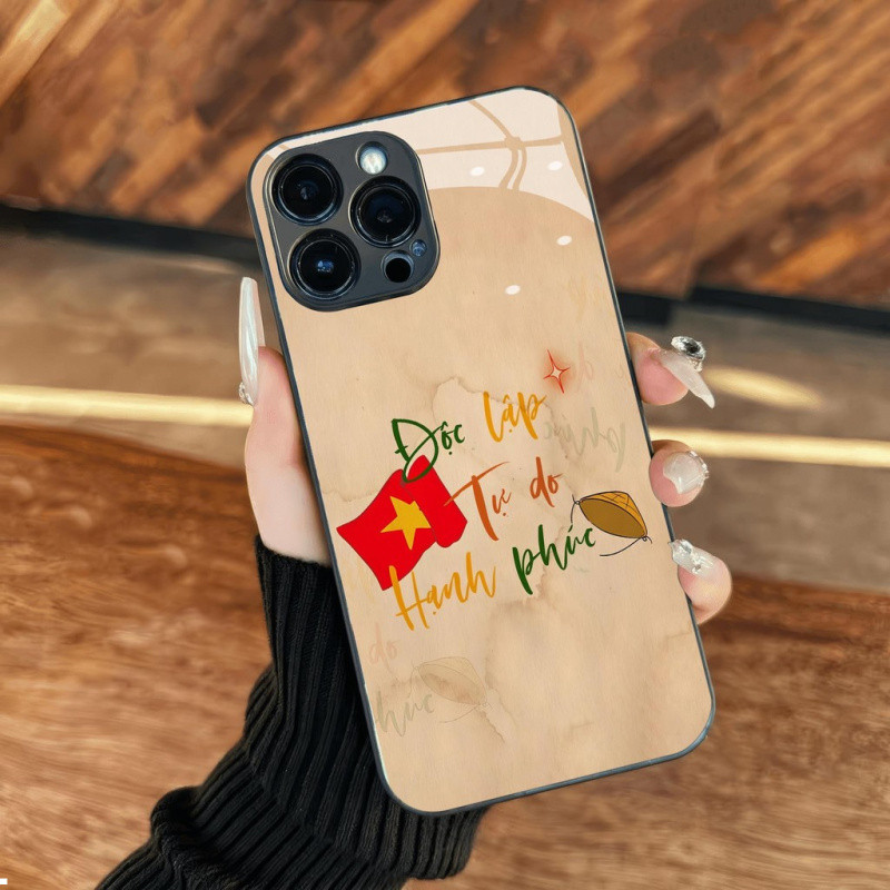 Ốp Kính Hạnh Phúc Tự Do Độc Lập Việt Nam 30 4 2 9 Cờ Đỏ Ngôi Sao Vàng Cho iPhone 16 17,15 14 13 12 11 8 7 6 6s 6p 7p 8p 6g