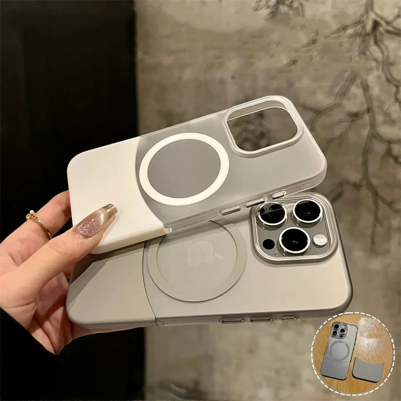 Siêu Mỏng Mờ Từ Tính Sạc Không Dây 2 TRONG 1 Ốp Lưng Trong Suốt Cho iPhone 17 Air 16 15 14 Plus 13 12 11 Pro Max Bìa Cứng
