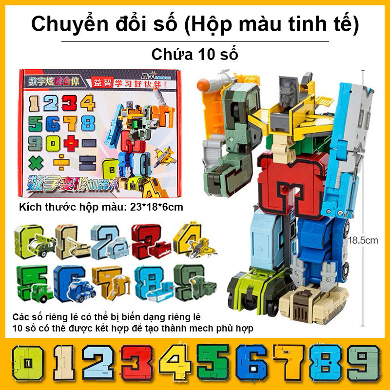 Trọn Bộ 10 Số Biến Hình Robot,Đồ chơi Robot số biến hình,đồ chơi lắp ráp lắp ghép robot sáng tạo nhiều hình cho bé