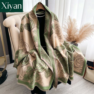 [Sẵn sàng] Khăn choàng nữ thời trang mới giống như cashmere mùa đông giữ ấm khăn choàng dày khăn choàng dài khăn quàng cổ nữ