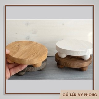 Đôn chậu mini bằng gỗ tự nhiên, Giá kê chậu cây để bàn, Kệ để đồ decor trang trí