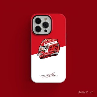 Ốp lưng điện thoại dùng cho iPhone F1 tay đua Charles Leclerc Mũ bảo hiểm dùng cho iPhone 16Pro/15 vỏ điện thoại dùng cho người hâm mộ Quà Tặng 14/13/12/11 Vỏ bảo vệ 2 trong 1 ZHFN