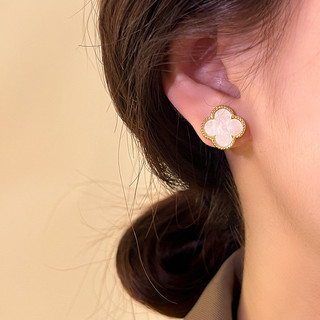 925 Bông Tai Phong Cách Thơm Nhỏ Cỏ Bốn Lá Bạc Nữ Hoa Tai Sang Trọng Nhẹ 10 Vòng Quà Tặng Cô Gái S89
