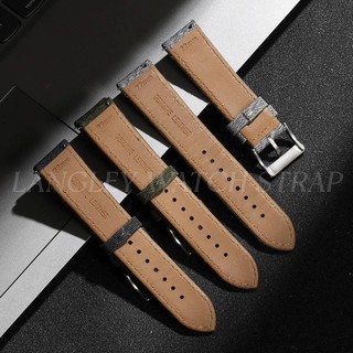 Hàng sẵn có- Dây đeo đồng hồ bằng da Nylon 20mm 22mm Phong cách Anh Quốc Vintage Dệt vải da bò Dây đeo đồng hồ phát hành nhanh Vòng đeo tay nam nữ Đen xám xanh xanh