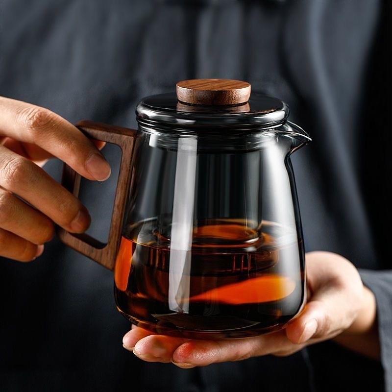 [Bán Chạy] Ấm Pha Trà Thủy Tinh Dày 650ml - An Toàn Chống Cháy Nổ, Thiết Kế Tách Nước Trà Riêng Biệt | Bộ Ấm Kung Fu Sưởi Ấm Đa Năng | Phù Hợp Mọi Loại Bếp