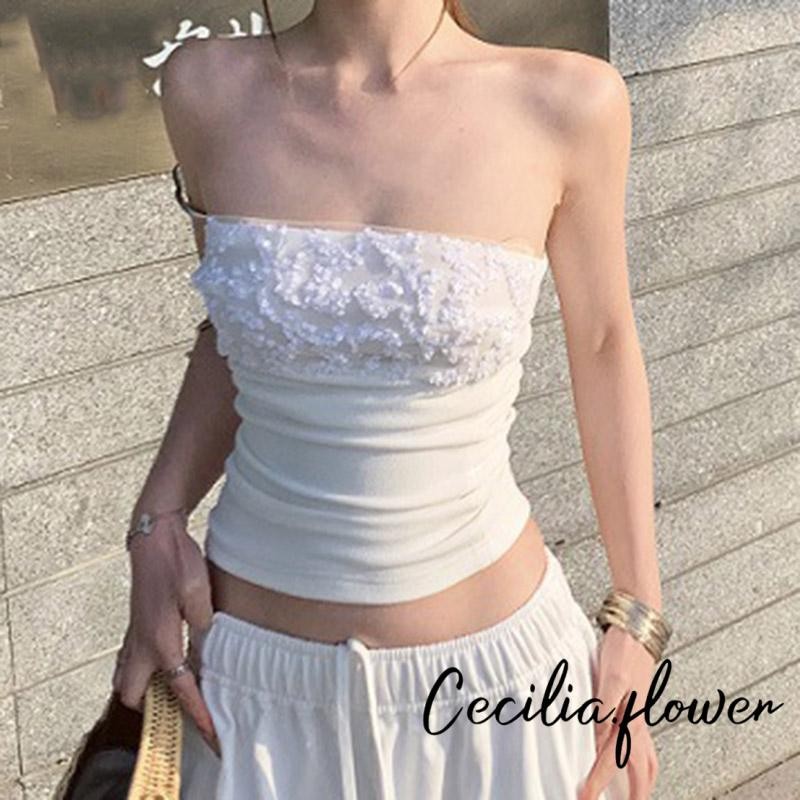 Áo ống nữ summer slim fit bandeau, thiết kế không lưng cổ thuyền, áo dạ hội dự tiệc