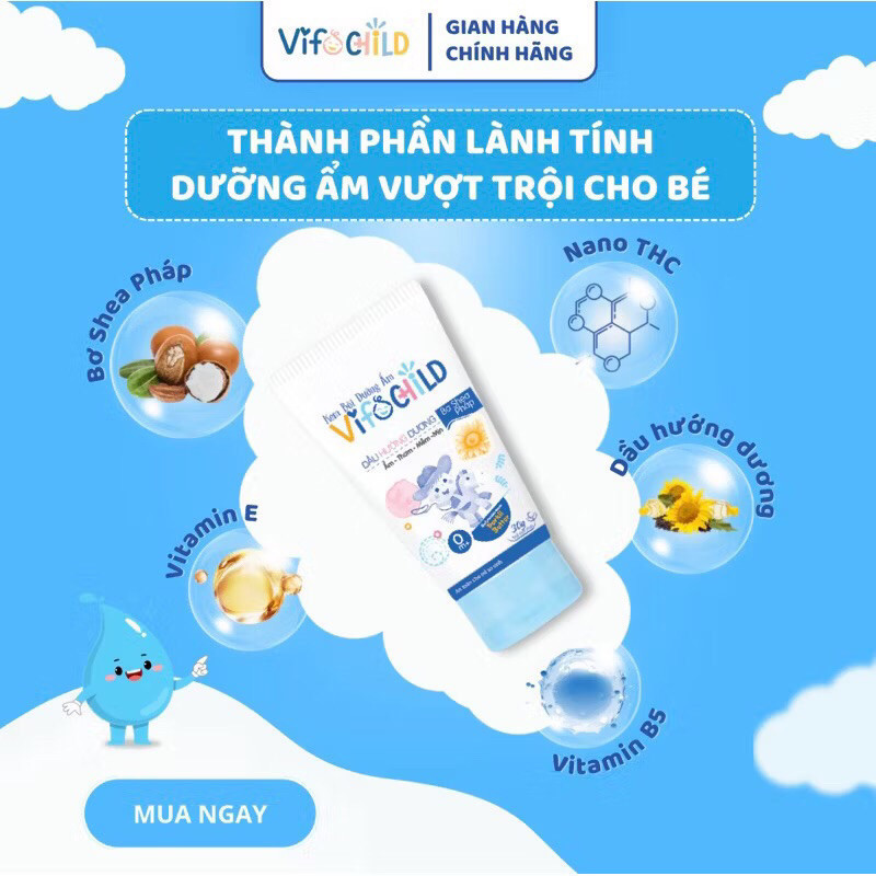 Kem bôi dưỡng ẩm VIFOCHILD 30g Ngăn ngừa viêm ngứa Giảm hăm cho bé Baby 3