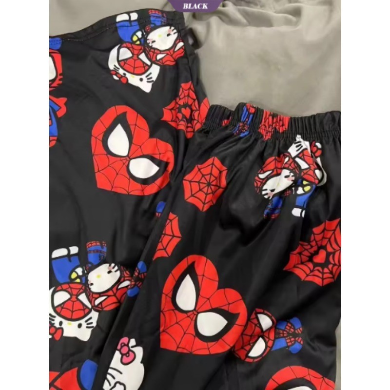 Hello Kitty Người Nhện Rời Pyjama Quần Mùa Hè Mỏng Phần Nam Nữ Hoạt Hình Giải Trí Quần Nhà [BL]
