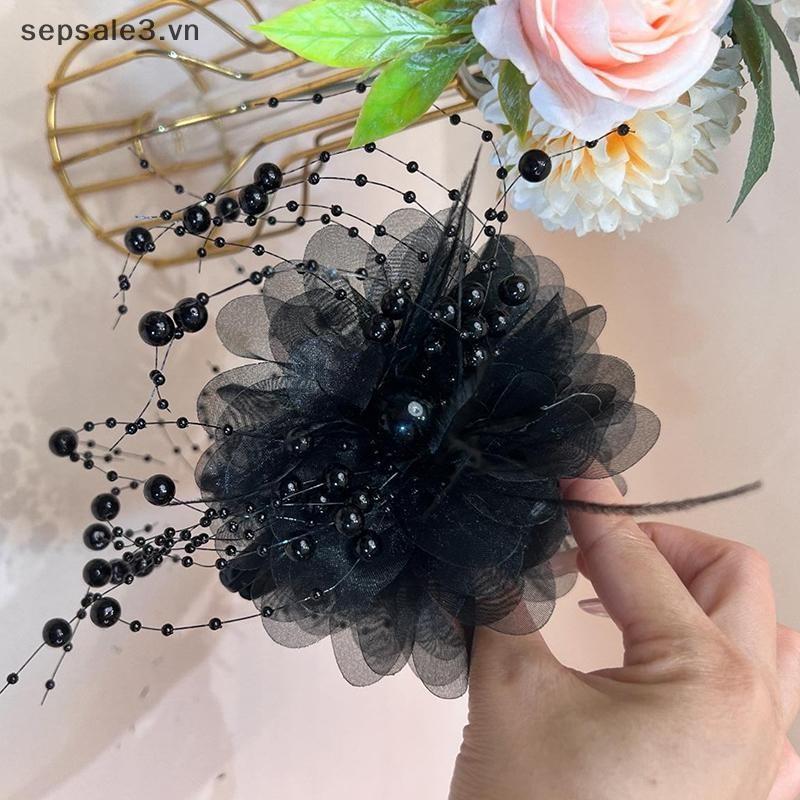 # VN # Lưới Thời Trang Vuốt Tóc Hoa Nữ Đuôi Ngựa Kẹp Mũ Đội Đầu Tính Khí Ngọc Trai sels Mũ Đội Đầu.