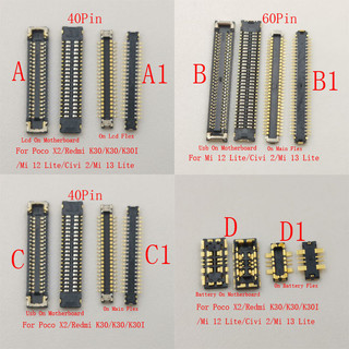 2-10 Chiếc Pin USB Màn Hình Lcd FPC Kết Nối Cắm Cho Xiaomi Poco X2 Redmi K30 K30I Mi 12 13 Mi13 Mi12 Lite Civi 2 40 60 Pin Sạc Màn Hình Flex Pocophone Sạc Trên Tàu