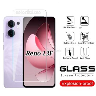 Kính cường lực phía trước 2 trong 1 cho Oppo Reno 13F Reno13F 5G 4G Full Cover Full Keo Bảo vệ màn hình trong suốt Mặt sau Ống kính máy ảnh Phim bảo vệ cho Oppo Reno13 F 5G 2025