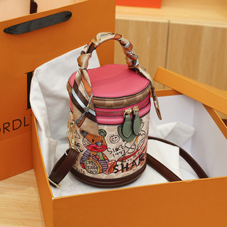 Túi xách nữ cao cấp Gấu Graffiti Niche Bucket Bag 2026 Túi đeo vai cá tính mới Túi xách đa năng hợp thời trang