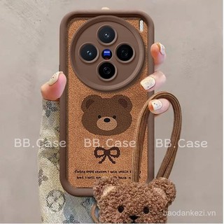 Hot Bán Điện Thoại Trường Hợp Vivo X200 Vivox200 Pro X100 Pro 5G Mới Dễ Thương Sáng Tạo Xu Hướng Thời Trang Nâu Nơ Tie Gấu Bao Gồm Tất Cả Vỏ Mềm Với 3D Búp Bê Dây 2024