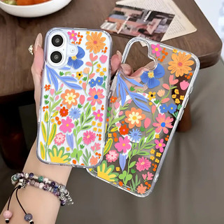Vỏ thiết kế hoa sống động Thích hợp cho Iphone 11promax 16pro 16promax X XR XSMAX 12 13 14 15 pro max 12mini 13mini Vỏ mặt sau 14promax 15plus