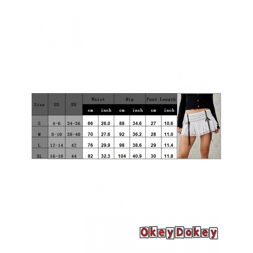 Okdk-nữ Thắt Lưng Co Giãn Thắt Nơ Đen Thoải Mái Ren Váy Mini