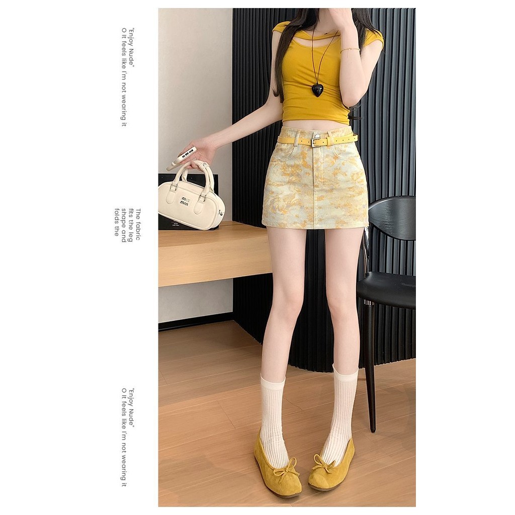 Thắt Lưng Cao Cấp Chữ A Váy Nữ Mùa Hè Nóng Cô Gái Ôm Hơn Nhìn Pettiskirt Váy Nhỏ Chặt