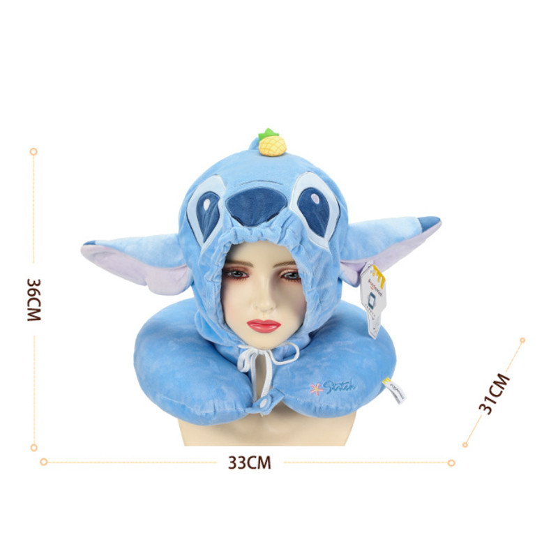 ST2 Stitch Có Mũ Trùm Đầu Gối Hình Chữ U Sang Trọng Du Lịch Di Động Văn Phòng Gối Bảo Vệ Cổ TS2