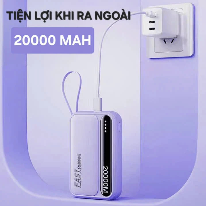 Pin sạc dự phòng 20000mAh nhiều cổng sạc tương thích nhiều thiết bị TYPE C/USB nhỏ gọn tiện lợi